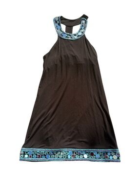 INC International Concepts Black Embellished Halter Dress 2000s Boho Glam PM